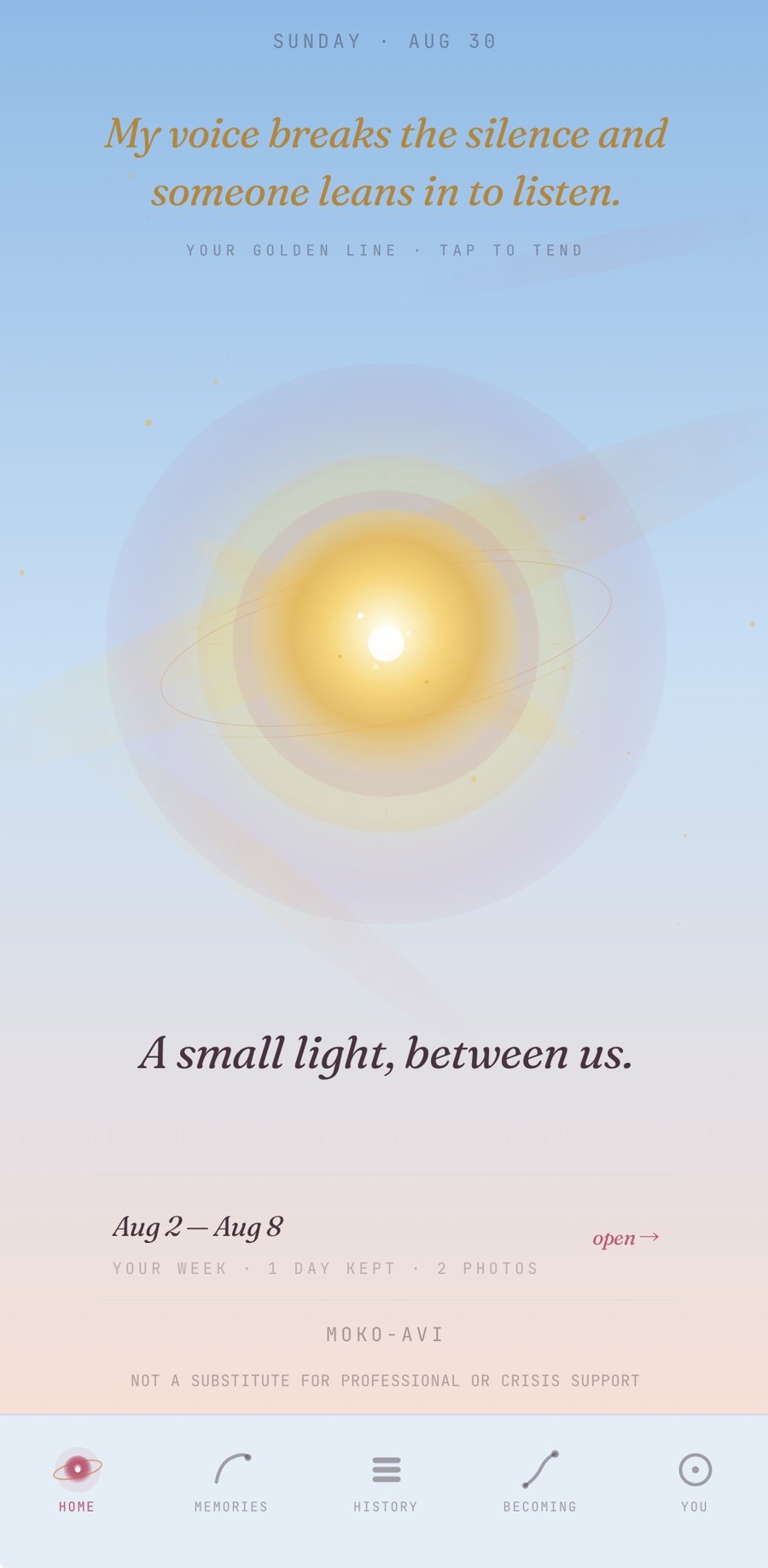 Home: this morning's note above the orb